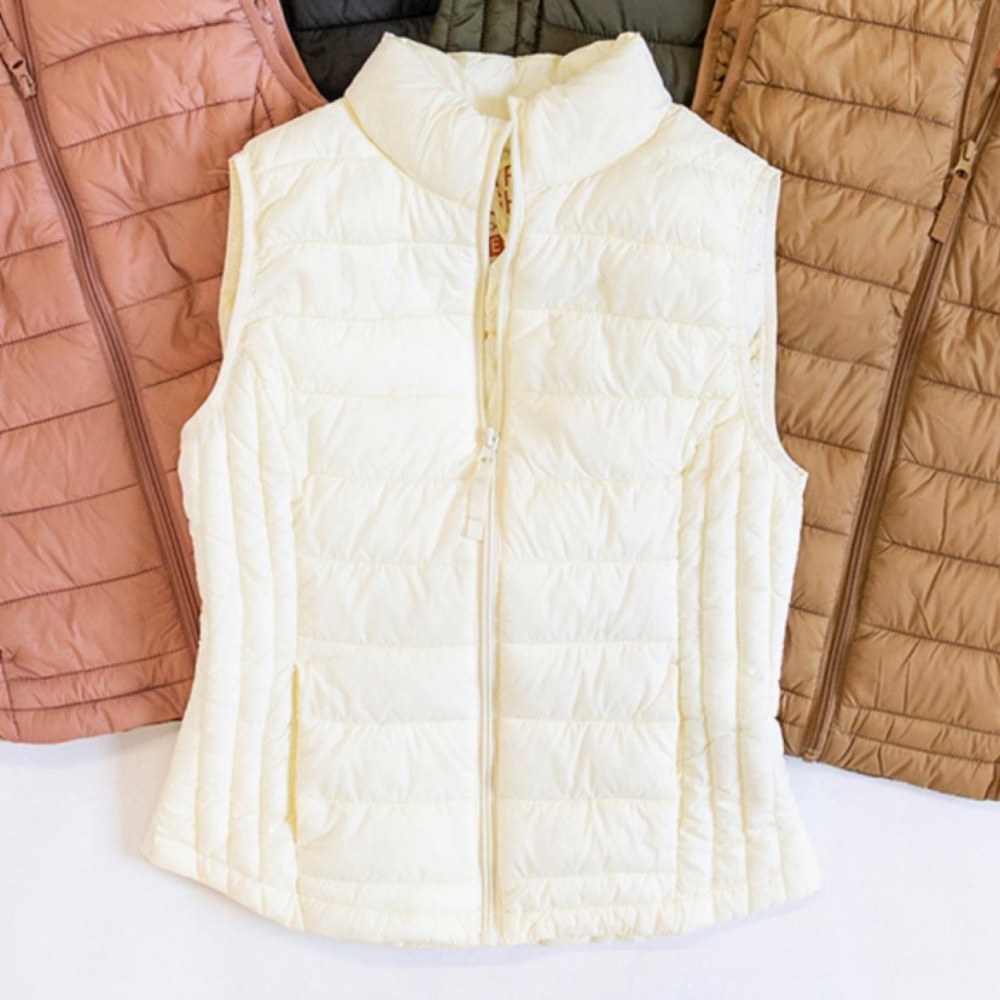 Pink lily white puffer vest ultra light